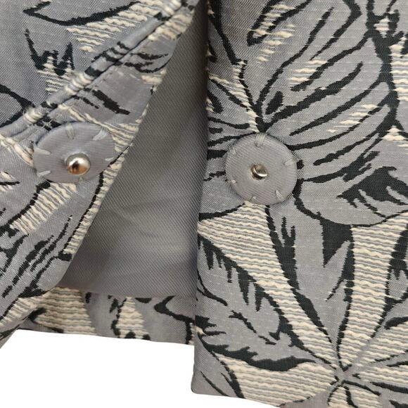 J. McLaughlin Brienne Snap Front Jacket Sz Small Indigo Blue Palm Leaves Pockets - Picture 4 of 7